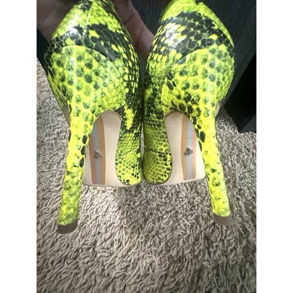 Sam Edelman Hazel Snake Skin High Heels Lime Green/Black Size 7.5M - Picture 7 of 12